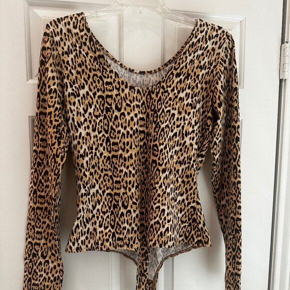 NWT Guess Spanish Cheetah Desert Animal Print Long Sleeve Bodysuit Top Size L - Picture 4 of 14
